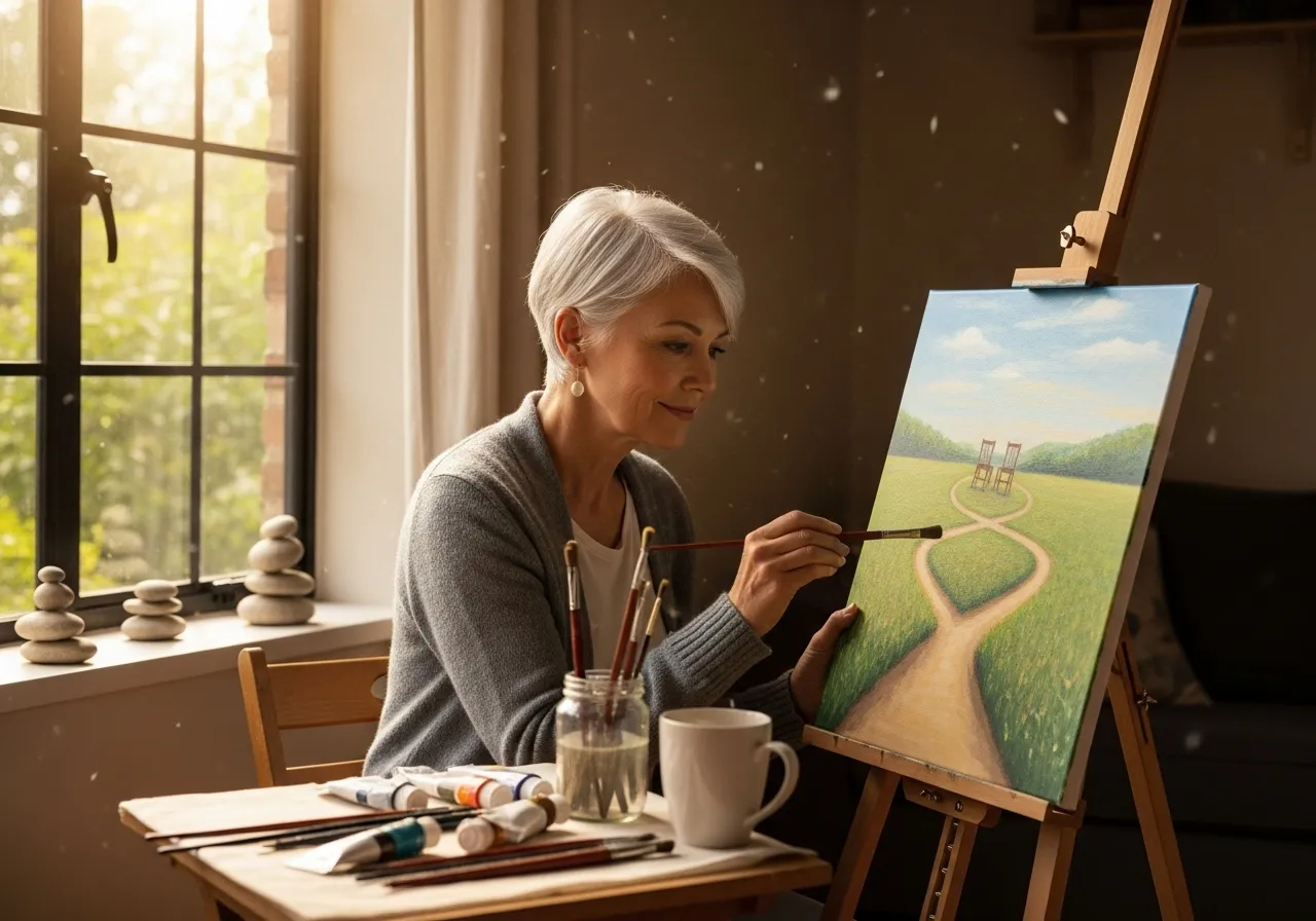 Person enjoying a hobby in a sunlit room.