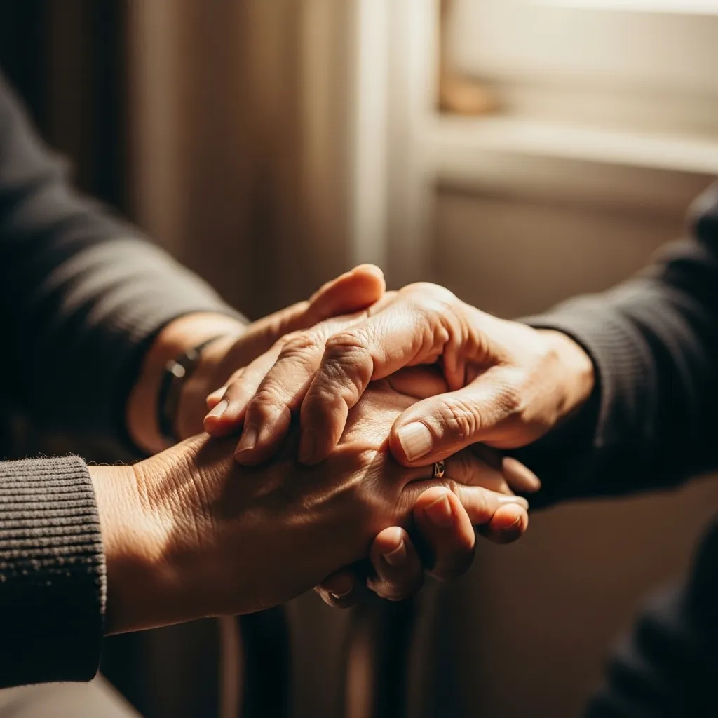 Close-up of clasped hands
