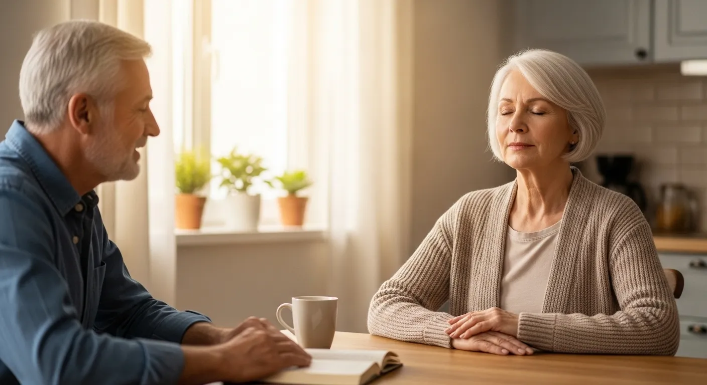 Woman practicing mindfulness in a peaceful setting.