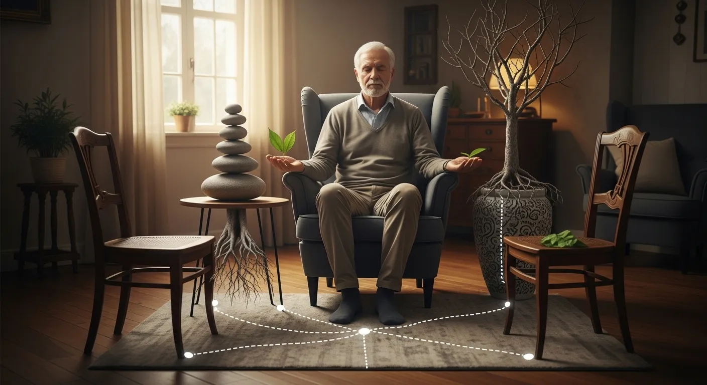 Man practicing grounding technique.