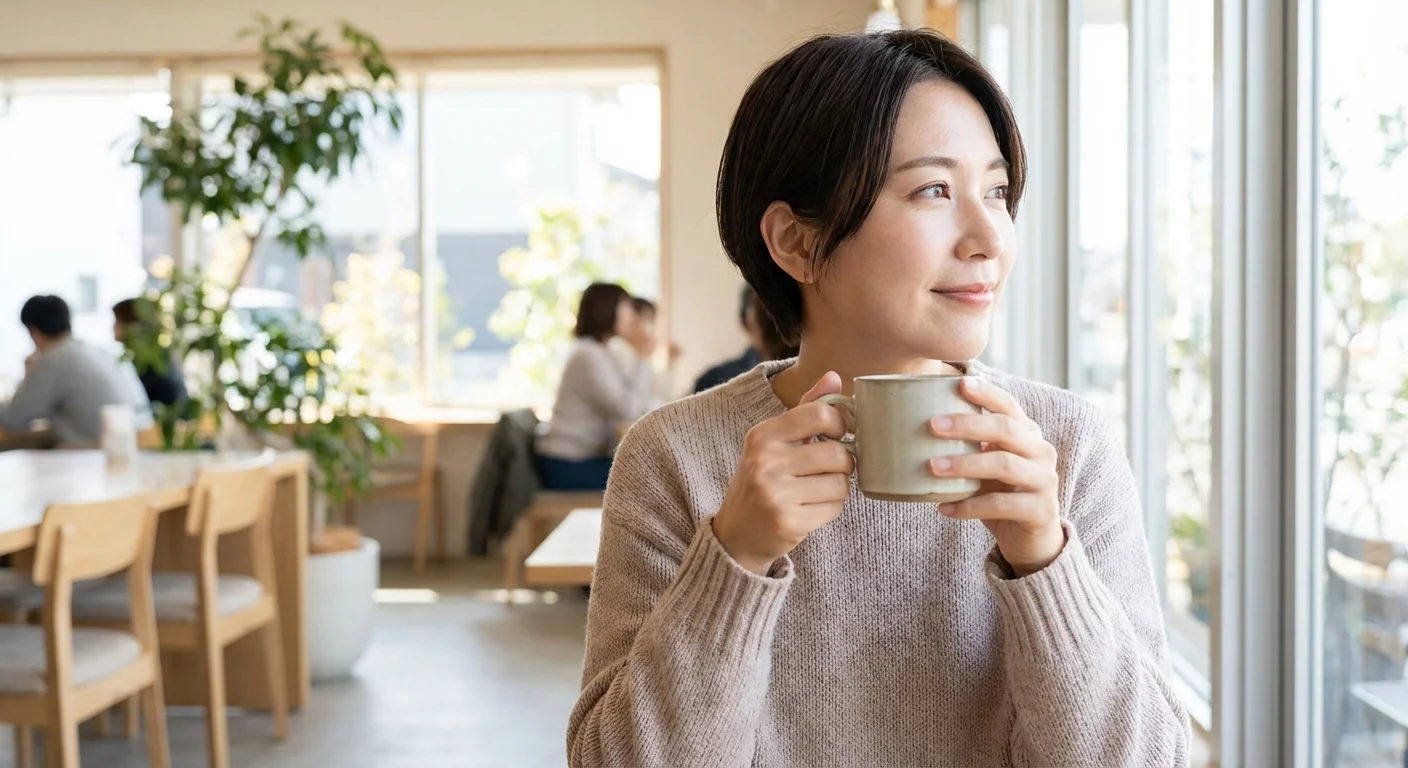 A relaxed person looking to the side in a bright, natural setting.