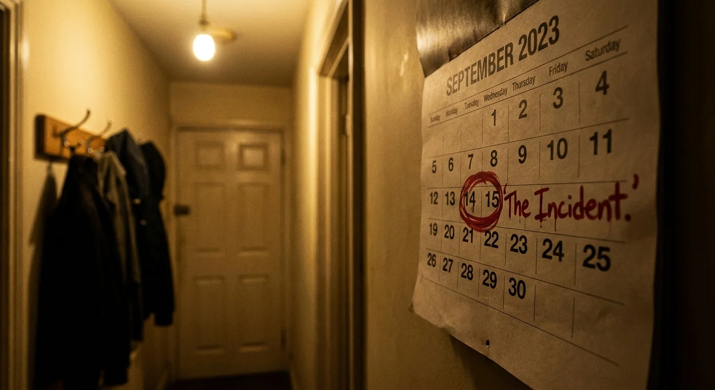 A close-up of an old calendar with a date circled in red ink, symbolizing a long-held grudge.