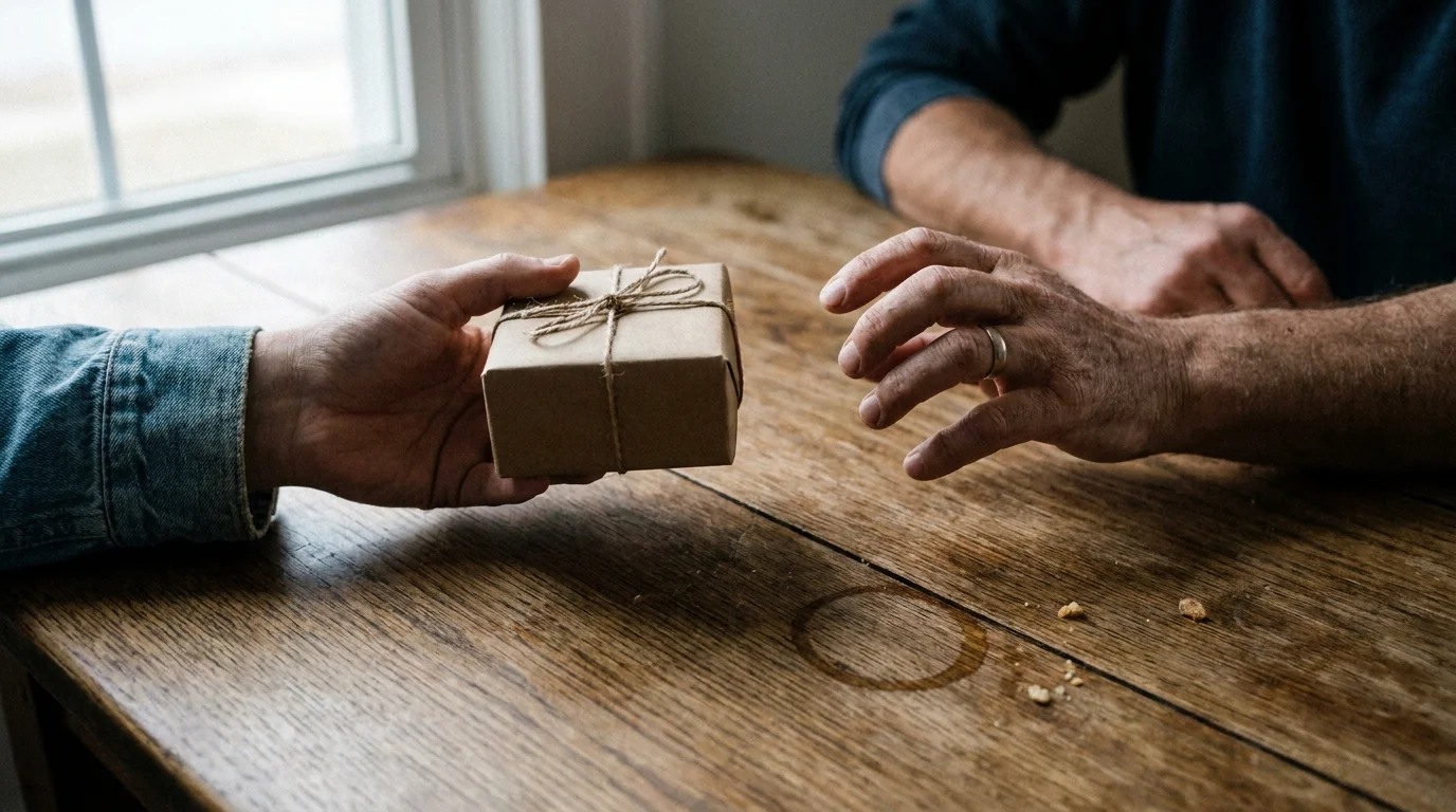 A close-up photograph of one person reaching out to another, while the other person's hand visibly pulls away in hesitation.