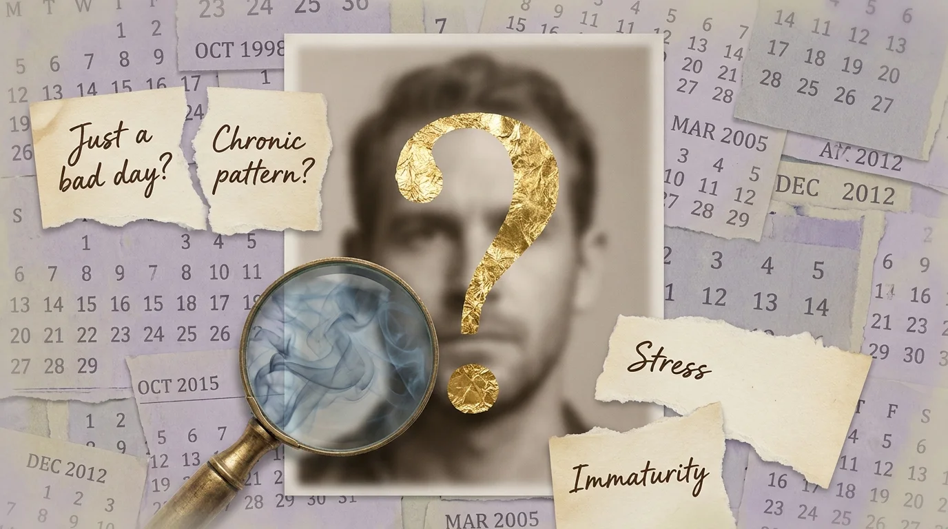 A collage with a blurry face, a question mark, and notes asking 'Just a bad day?' to represent the difficulty of interpreting signs.