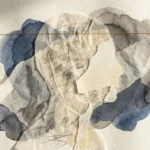A mixed media collage of a silhouette filled with torn paper and translucent layers, symbolizing the invisible nature of emotional neglect.