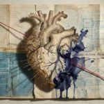 A mixed media collage of an anatomical heart being slowly stained by dark ink, symbolizing the corrosive nature of unspoken resentment.
