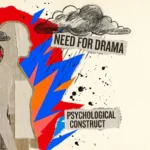 A mixed media collage showing a calm silhouette surrounded by jagged, colorful paper cutouts and ink splatters, representing chaos.