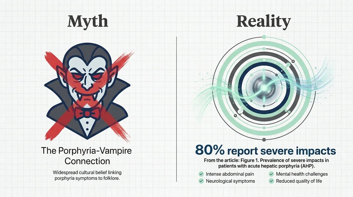A split-screen infographic debunking the 'vampire' myth and highlighting the 80% of people reporting severe impacts.