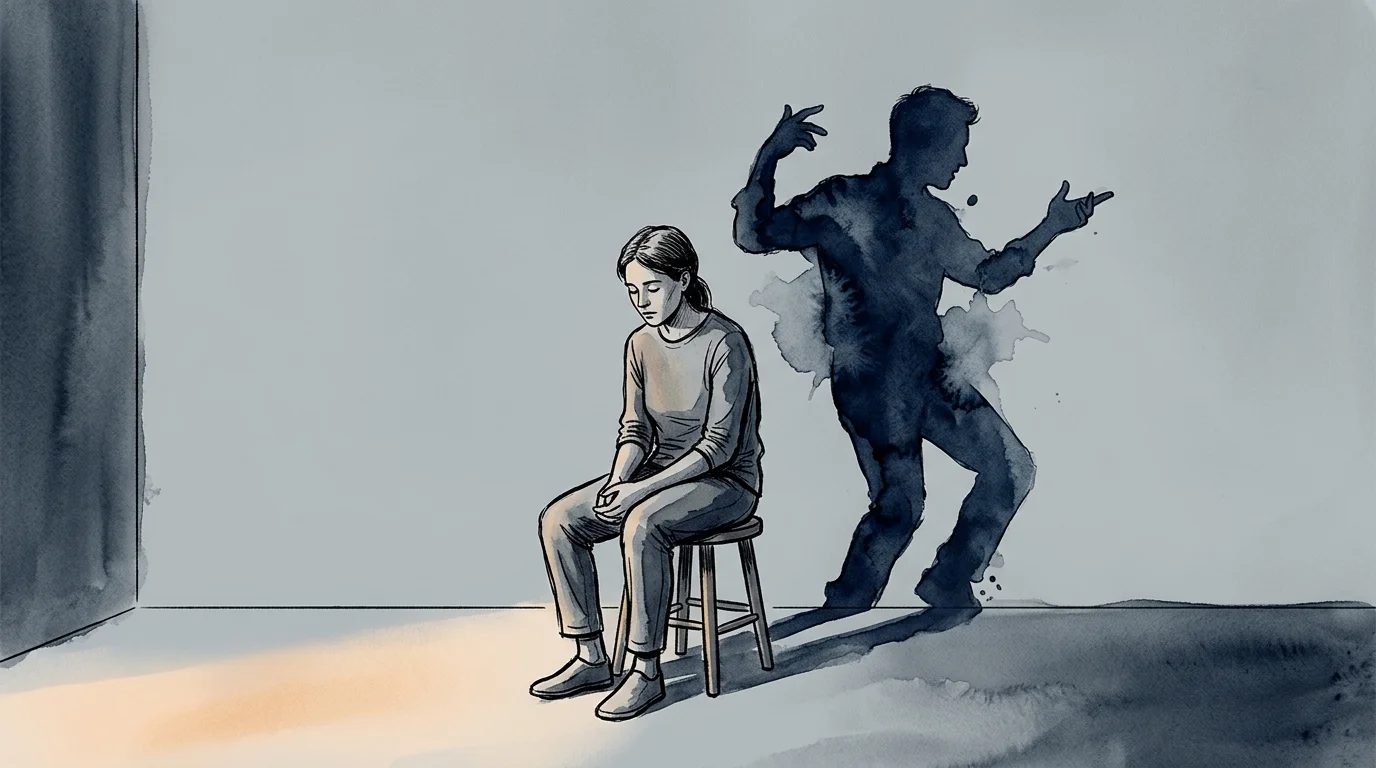 A conceptual illustration of a person sitting quietly while their shadow on the wall appears highly energetic and social.